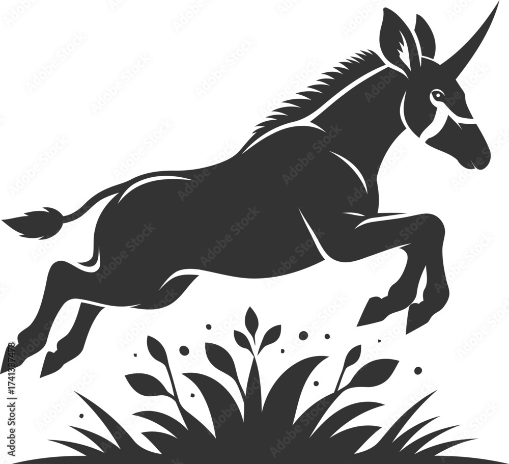 Fototapeta premium Animal black silhouette of a okapi vector illustration