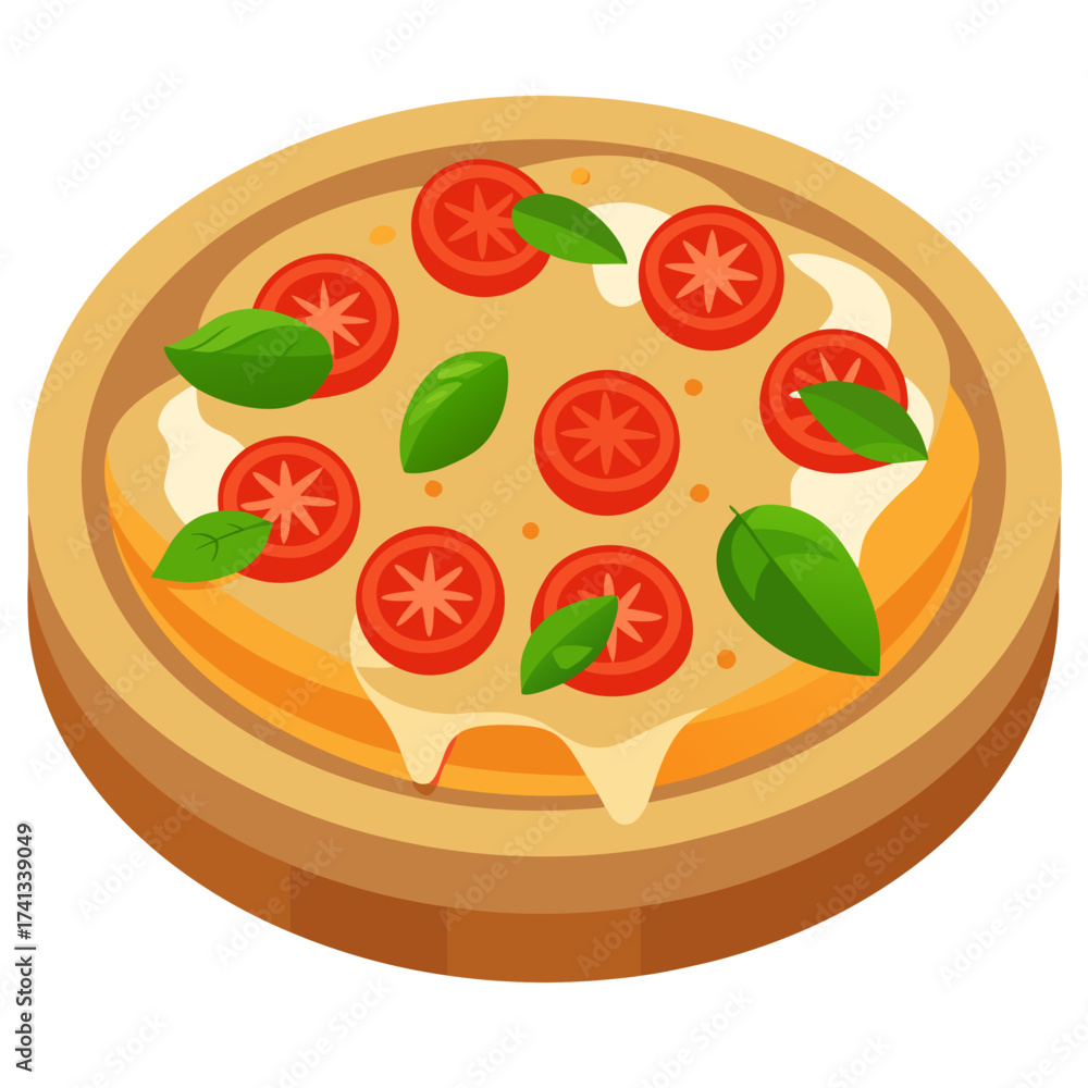 Naklejka premium pizza with tomato and basil