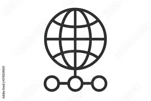 Global network icon for internet connection. Worldwide web sign. Data server node communication. Global business technology concept. Digital information transfer graphic symbol.