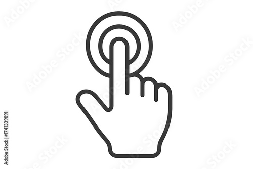 Finger touch icon, hand tapping screen. Click pointer symbol. Vector for UI UX design. Press button gesture for web, app interface. Digital interaction, selection concept.