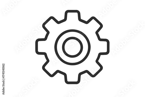 Settings gear vector icon. Cogwheel symbol for setup, options, and configuration. Mechanical or industrial concept. Technology process, support, or repair graphic element.