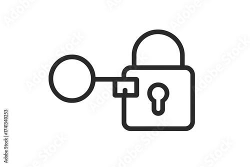 Key and lock line icon. Concept of security, access, solution, and unlocking. Vector illustration for web, apps, and graphic design. Secure login, privacy, and data protection.