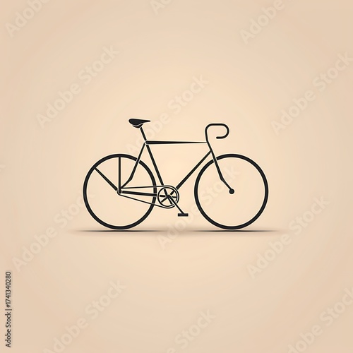 Elegant bicycle illustration showcasing minimalist black lines on a cream background