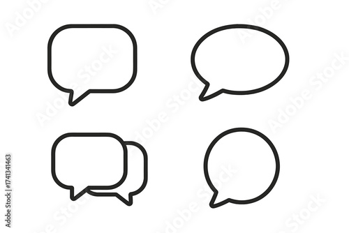 Modern Speech Bubble Outline Icons for Design, Cards, Apps, Social Networks, Chat, Communication, Messaging, Conversation, Dialogue, Transparent Background, Vector Cartoon Illustration