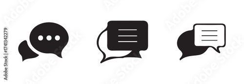 Chat bubble icon set, comment icon design, dialogue speech balloon sign, social media comment, modern dialogue, comment, vector illustration EPS 10.