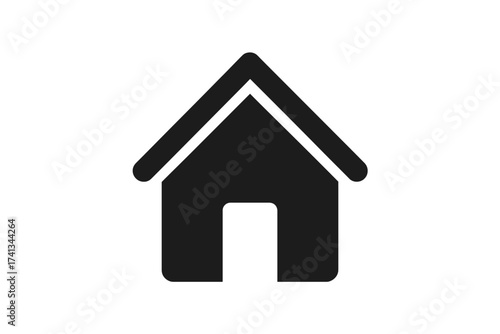 Home icon vector. Black house silhouette for real estate logo or website homepage button. Main page symbol. Simple residential property graphic for app UI. Flat vector illustration.