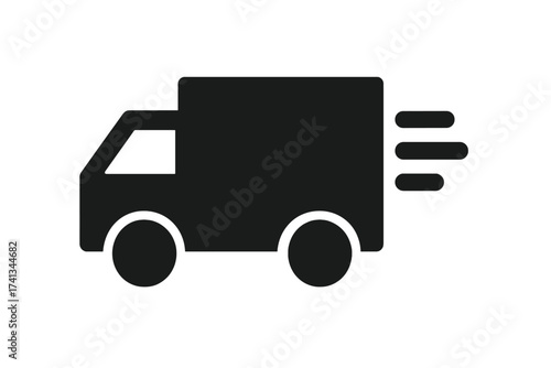 Delivery truck icon vector. Fast shipping and transport symbol. Express logistic service sign. Lorry, van pictogram for web, app, UI. Cargo freight silhouette isolated.
