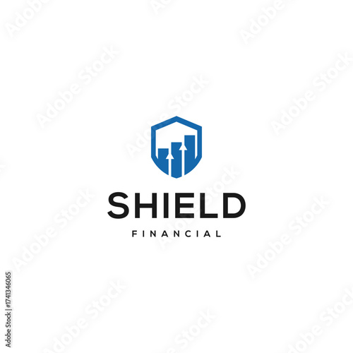 Finance logo with shield and growth arrow, perfect for investment, banking, and financial protection themes, etc.