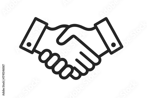 Handshake line icon. Partnership and agreement symbol. Business deal, cooperation, and success concept. Teamwork and trust vector pictogram for web, app, UI design.
