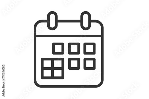 Calendar line icon. Schedule, planner and organizer symbol. Date, day, month, year, appointment, event reminder concept. Vector illustration for web, app, logo, ui, ux design.