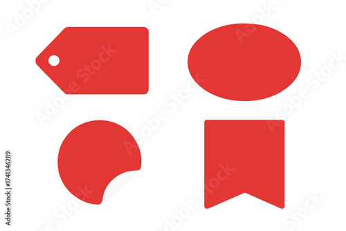 Set of retail red sale tags. Stickers best offer price and big sale pricing badges design. Limited sales offer label or store discount banner card isolated. Shopping promotion.