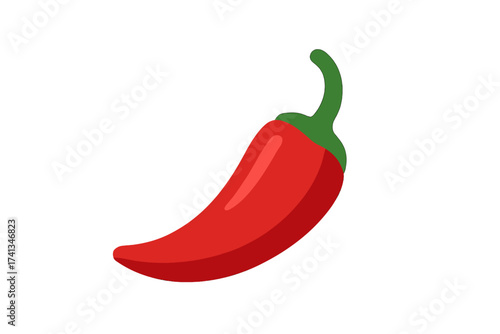 Red chili pepper flat icon vector. Hot and spicy cayenne or jalapeno pepper symbol. Fresh organic vegetable for mexican food seasoning. Cartoon style graphic illustration.