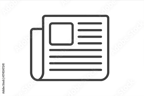 Newspaper line vector icon. Daily news symbol. Press media publication concept. Journalism and communication sign. Article, report, and headline illustration. Simple flat design.