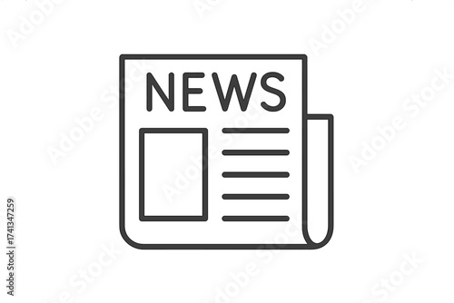 Newspaper line vector icon. News symbol illustration. Daily paper, press, and media concept. Journal, publication, or article sign. Headline information graphic element for web.