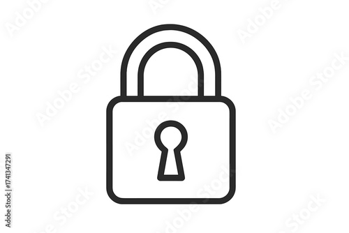 Padlock icon in a simple line art style. Concept for security, safety, protection, and privacy. Secure lock symbol for password access, web design, app, and UI element.