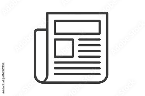 Newspaper line vector icon. News symbol illustration. Daily paper, press, and journalism concept. Media, publication, and article sign. Breaking news, headline, and gazette graphic.