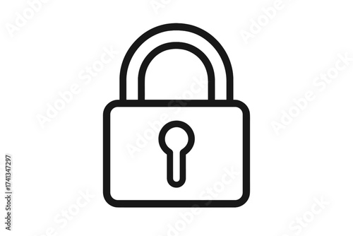 Padlock line icon for security and protection. Simple lock symbol for safety, privacy concepts. Vector illustration for web design, logo, app, UI. Secure access graphic.