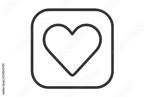 Minimal heart icon in flat line style for dating app interface, social media, website design or mobile UI isolated on white background. Modern love symbol vector illustration for branding and logos.