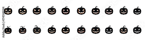 Halloween Pumpkin Faces Collection, Scary Jack O Lantern Icons