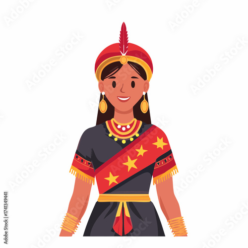 Woman in traditional tribal clothing with transparent background