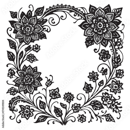 vector floral frame mehndi style 