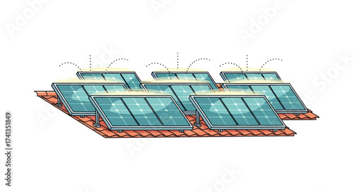 Array of Solar Panels Installed on a Rooftop for Renewable Energy Generation.