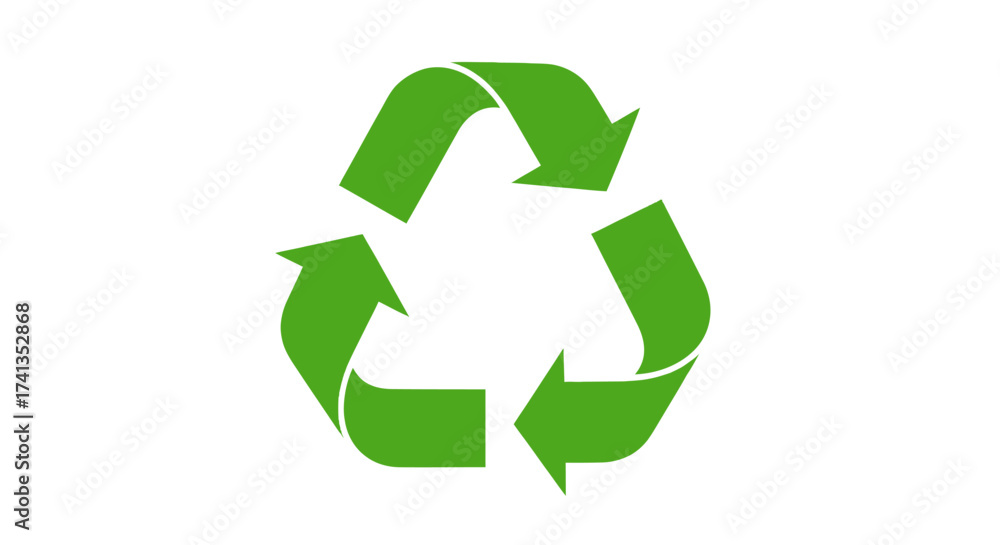 Fototapeta premium Green Recycling Symbol with Three Arrows in a Triangle.