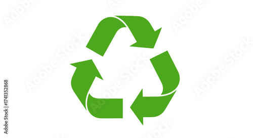 Green Recycling Symbol with Three Arrows in a Triangle.