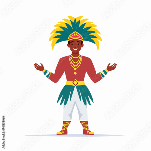 Tribal man in ceremonial costume with transparent background