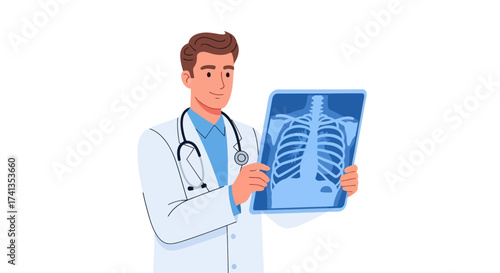 Doctor Examining Chest X-Ray for Diagnosis and Treatment Planning.