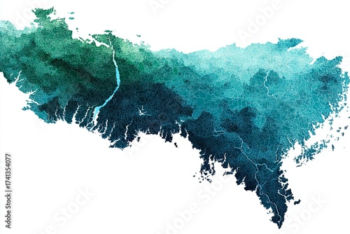 Colorful Topographic Map of Honduras with Blue Green Gradient