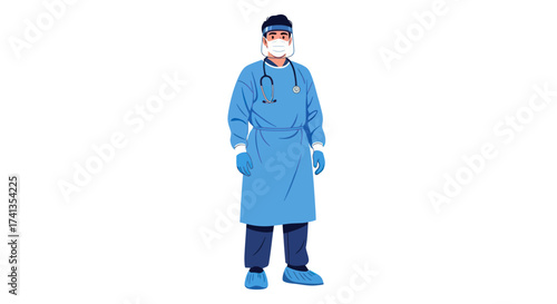 Healthcare Worker in Full Personal Protective Equipment PPE.