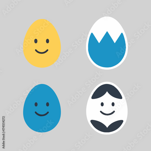 World Egg Day vector pack including sunny side up, scrambled eggs, egg baskets, minimal flat icons, egg patterns, cartoon faces, breakfast food illustrations for posters and stickers