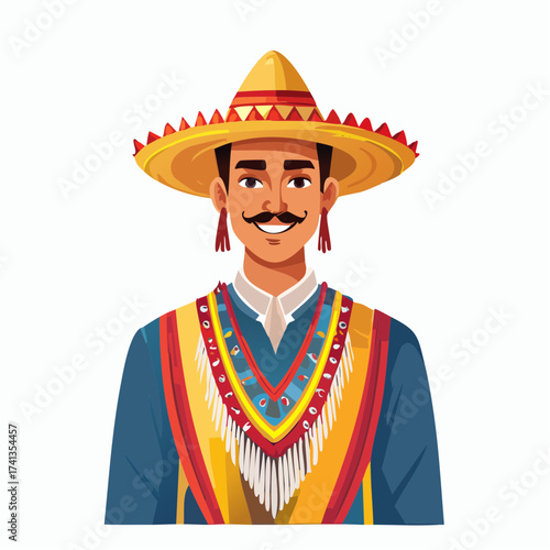 Mexican man in traditional costume with transparent background