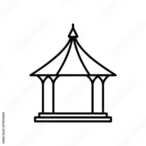 Simple outline drawing of gazebo on transparent background