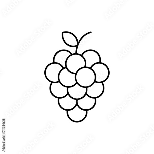 Outline drawing of a bunch grapes on transparent background