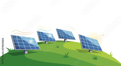 Solar Panels on Green Hill: Renewable Energy Source.