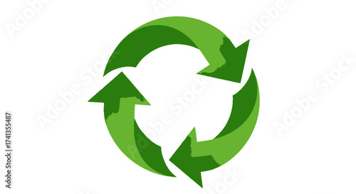 Green Recycling Symbol with Three Arrows in a Circular Motion.