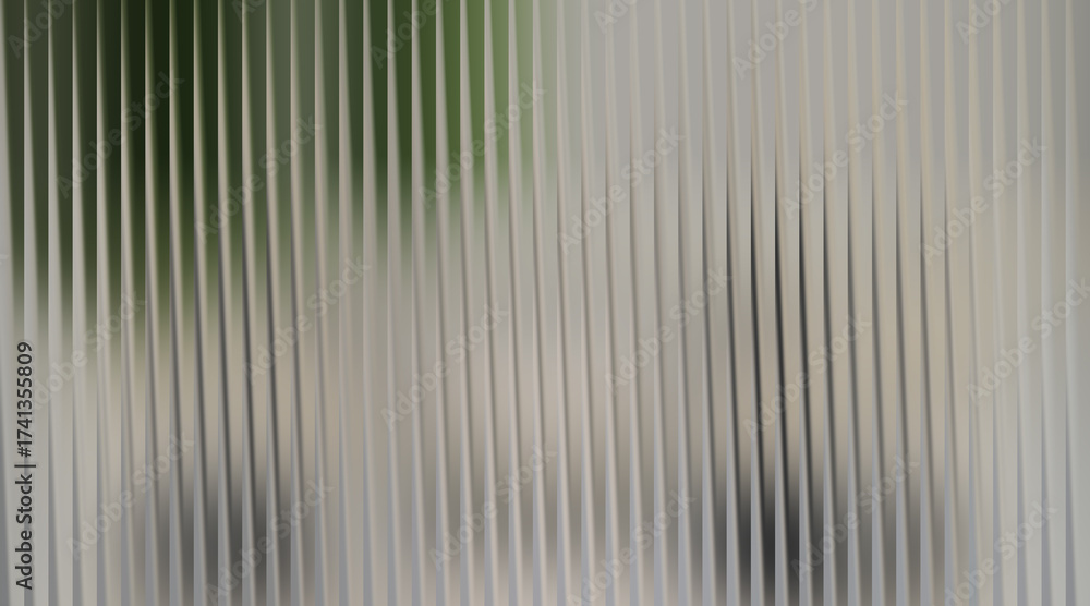 Fototapeta premium Abstract background with vertical ribbed texture and blurred green and gray elements