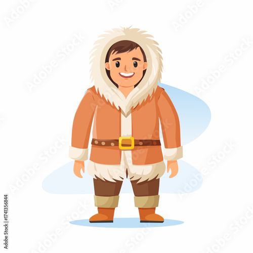 Inuit man in traditional winter clothing