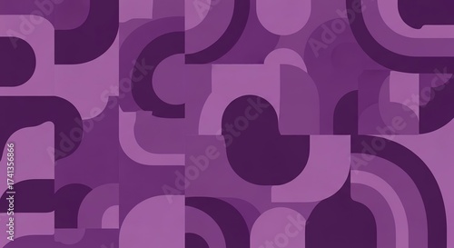 Modern Retro Geometric Pattern in Purple Tones.