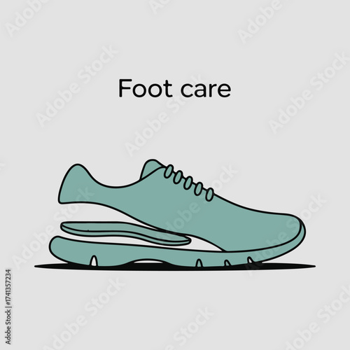 Minimalist flat vector set for International Podiatry Day featuring healthy foot icons, footprints, massage, insoles & pediatric foot care illustrations