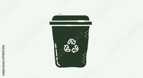 Dark green recycling bin with white recycling symbol.