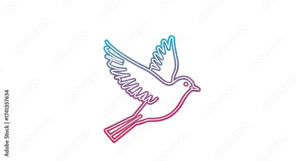 Obraz premium Stylized Flying Bird Outline with Vibrant Gradient Colors.