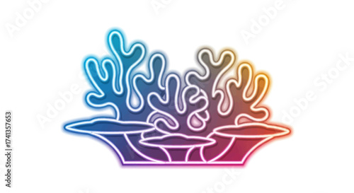 Colorful Neon Coral Reef Illustration with Intricate Branching Structure.
