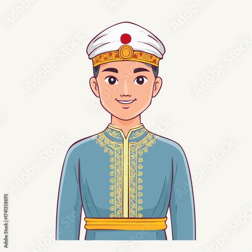 Young man in traditional Moroccan clothing with transparent background