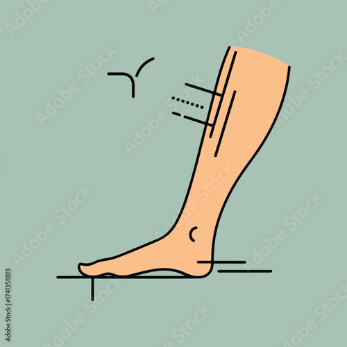 Modern International Podiatry Day flat vector illustrations with foot health, podiatry tools, foot exercises, medical cross, orthotics, and foot pain awareness icons in solid color minimal design.