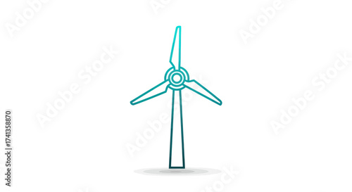 Modern Gradient Line Art Wind Turbine Icon for Renewable Energy.