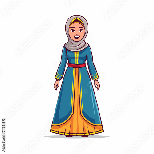 Muslim woman in traditional dress with transparent background