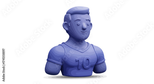 3D Render of a Blue Cartoon Soccer Player Bust with Number 10.